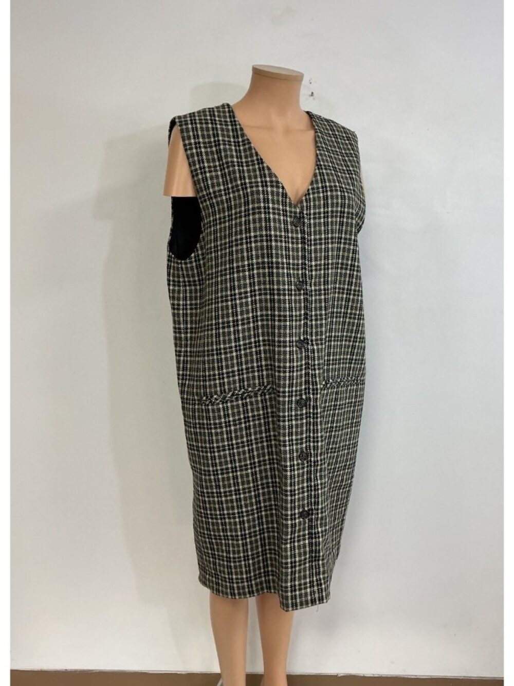 Plaid Wool Dress Pinafore Womens 14